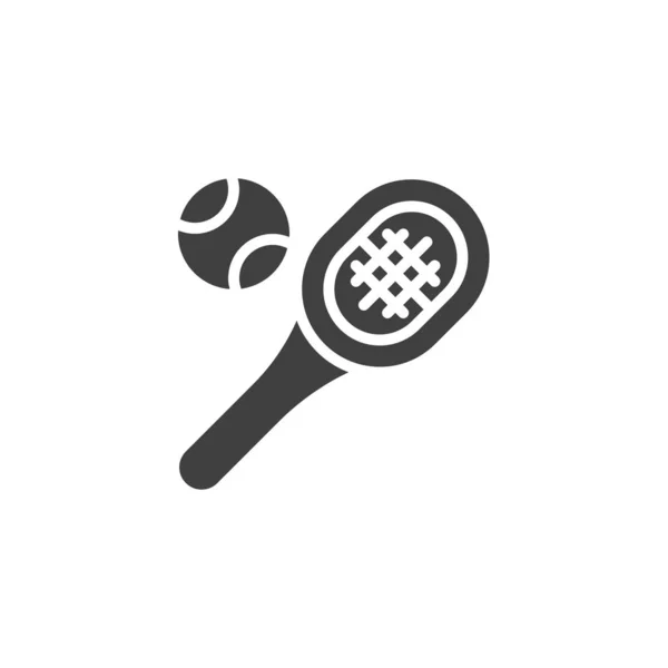 Raquete de tênis com ícone de vetor de bola — Vetor de Stock