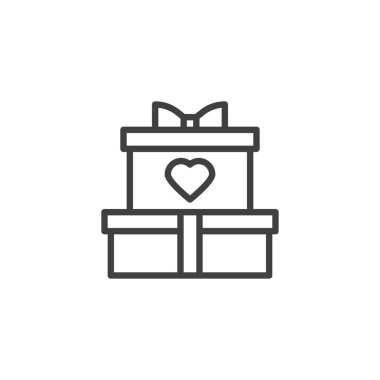 Kalp çizgisi simgesiyle hediye kutuları