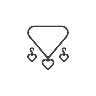 Kalp Kolye ve küpe çizgi simgesi