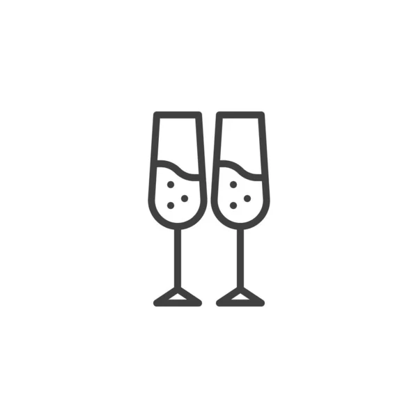 Champagne glasses line icon — Stock Vector