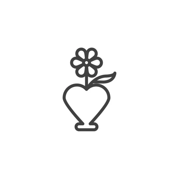 Квітка в лінії серця значок вази — стоковий вектор