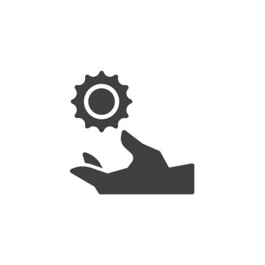 Güneş vektör simgesi ile el