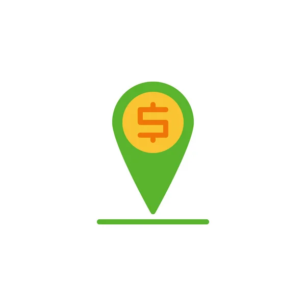 Intercambio de dinero mapa marcador icono plano — Vector de stock