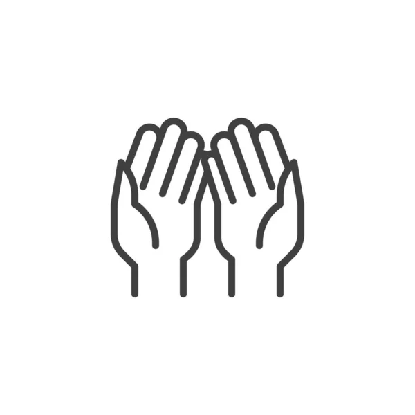 Prayer hands line icon — Stock Vector