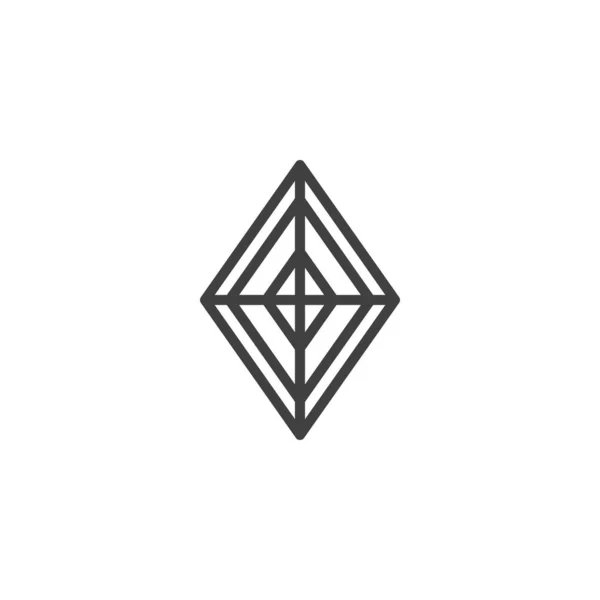 Losange icône de ligne de pierre gemme — Image vectorielle