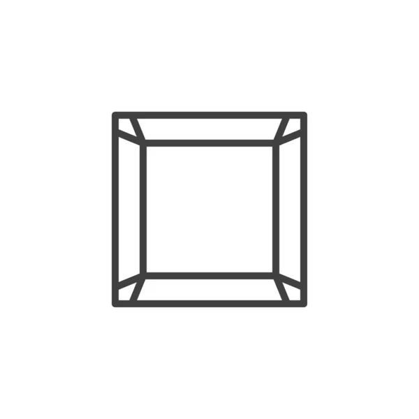 Ícone de linha de pedra preciosa quadrado — Vetor de Stock