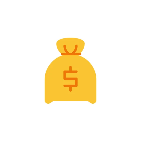 Dollár pénzt táska lapos ikon — Stock Vector