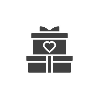 Kalp vektör simgesi ile hediye kutuları