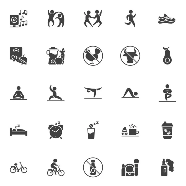 Healthy lifestyle vector icons set — Stock Vector