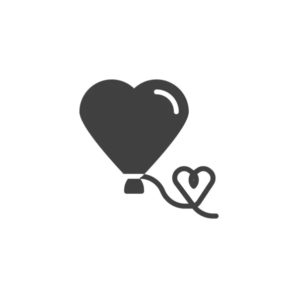 Palloncino cuore con icona vettoriale a nastro — Vettoriale Stock