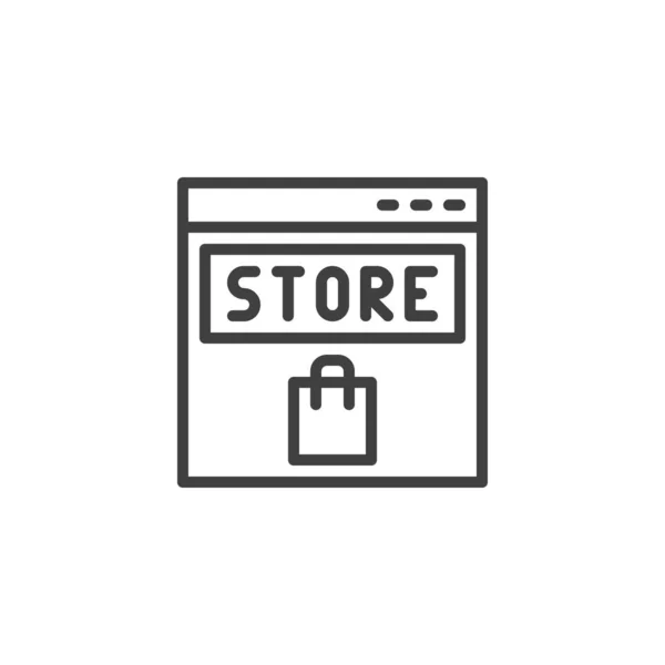 Ícone de linha loja on-line — Vetor de Stock