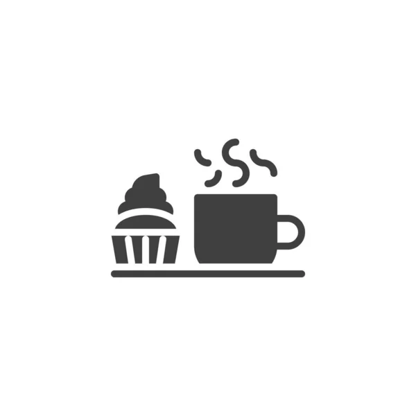 Tasse Kaffee und Muffin-Kuchen-Vektorsymbol — Stockvektor