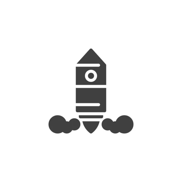 Cohete nave con icono de vector de fuego — Vector de stock