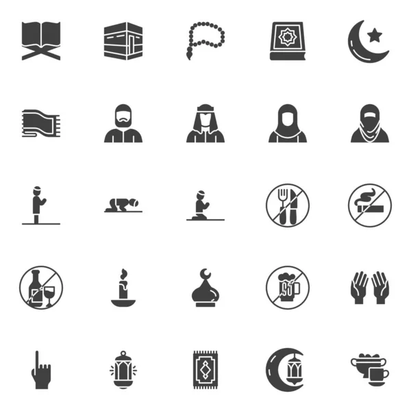 Religion islamique icônes vectorielles ensemble — Image vectorielle