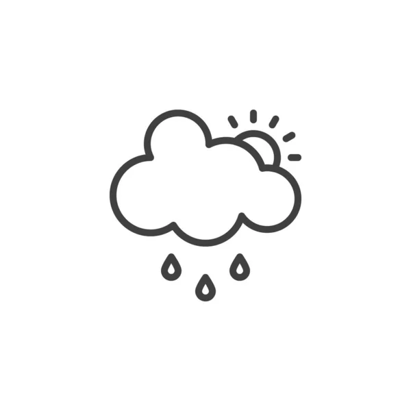 Nuage pluie et soleil ligne icône — Image vectorielle