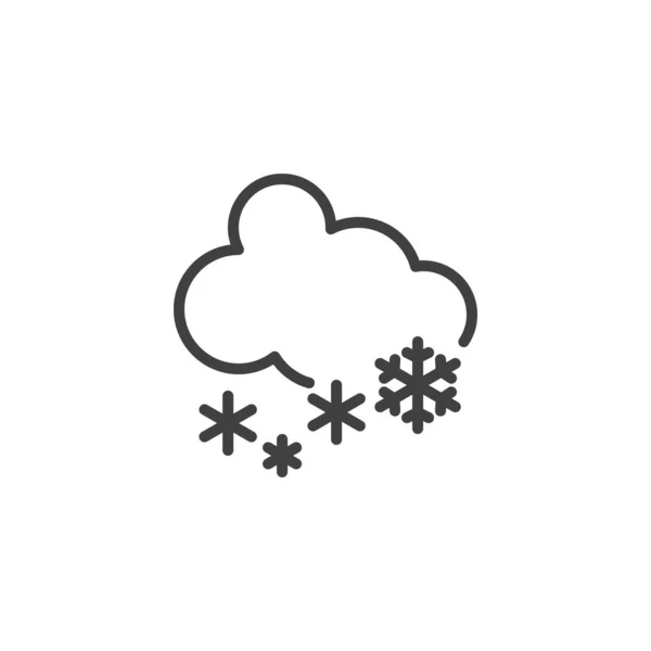 Nube línea de nieve icono — Vector de stock