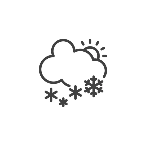 Nuvola di neve e icona della linea del sole — Vettoriale Stock