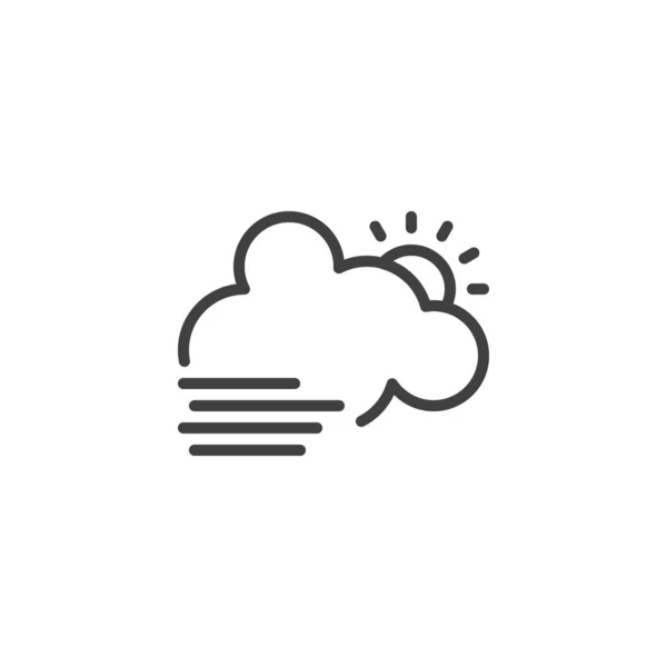Хмара з піктограмою лінії сонця і туману — стоковий вектор