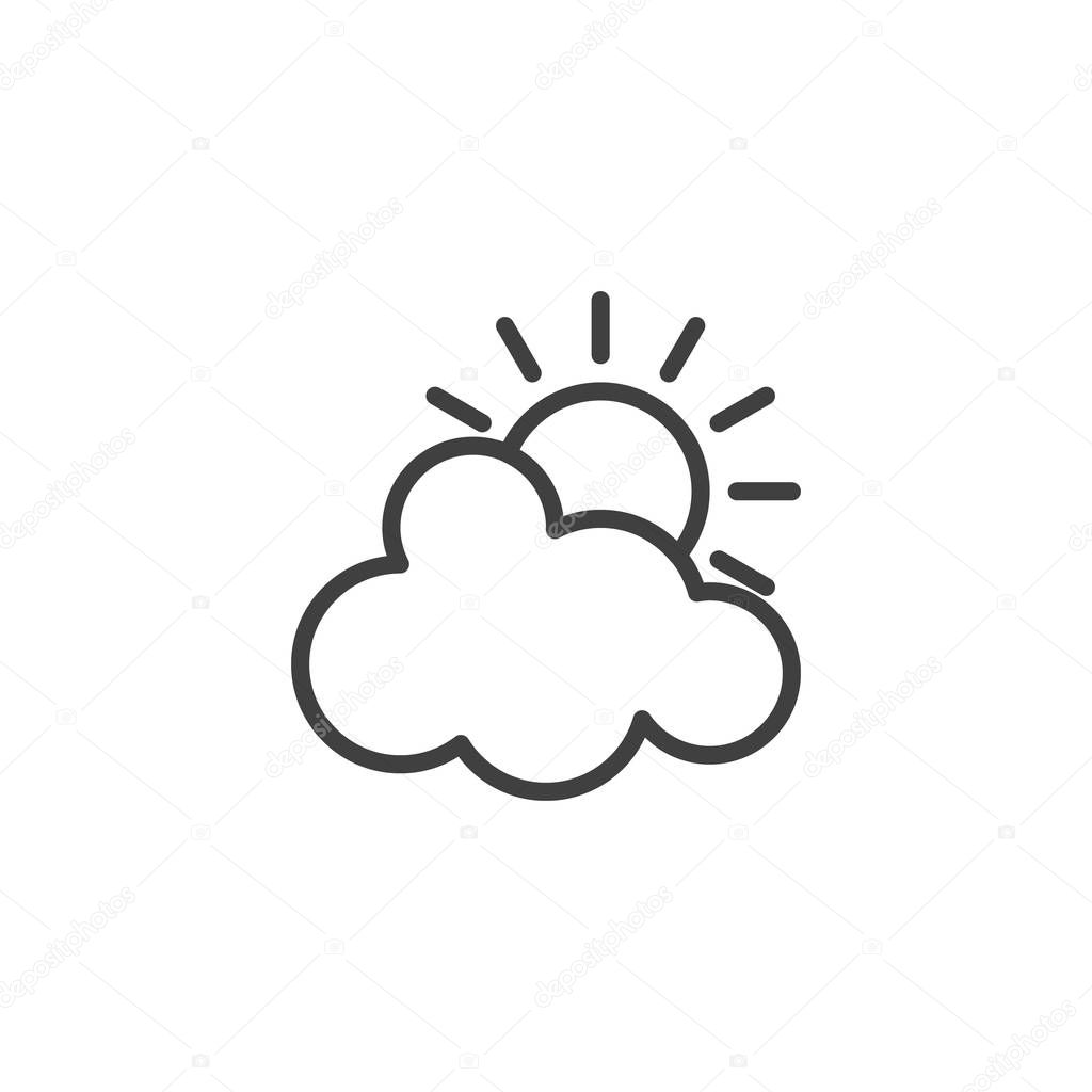 Sun and cloud line icon