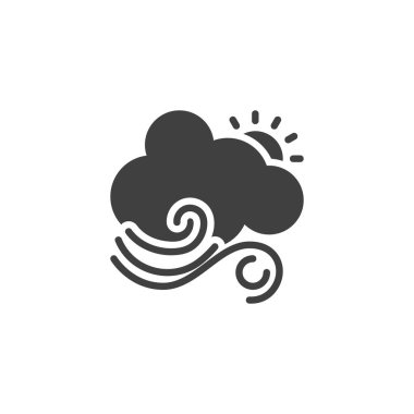 Bulut ve rüzgar vektör simgesi ile güneş