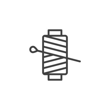 Dikiş iğnesi iplik makara çizgi simgesi ile