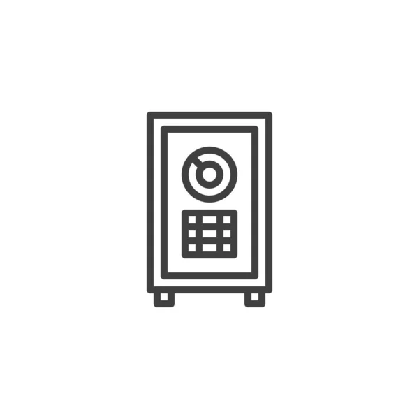 Caja fuerte del banco con icono de línea de botón — Vector de stock