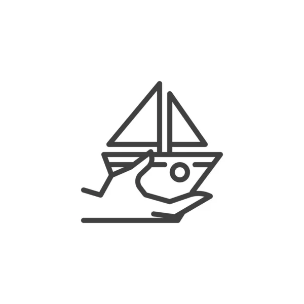 Cruzeiro, ícone de linha de seguro de navio —  Vetores de Stock