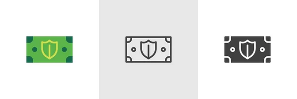 Icono escudo de protección de dinero — Vector de stock