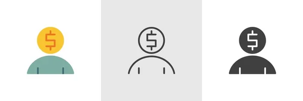 Money head user icon — Stock Vector
