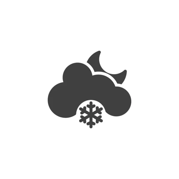 Maan met wolk en sneeuwvlok vector pictogram — Stockvector