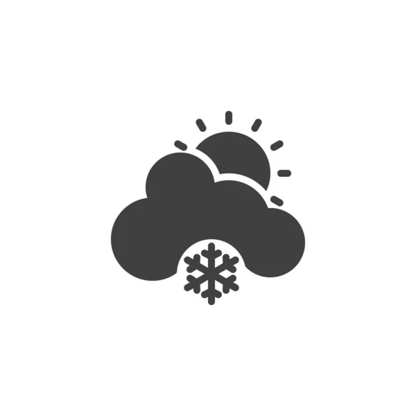 Słońce z chmurą i ikoną wektora śnieżynka — Wektor stockowy