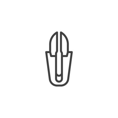 Giyim düğmesi makas çizgi simgesi