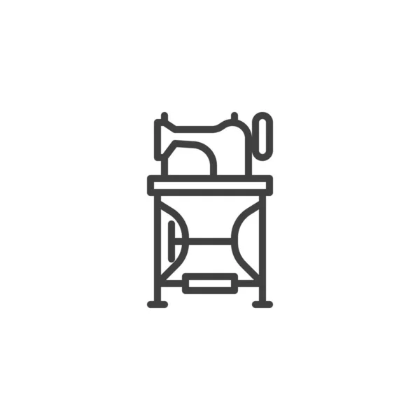Foot-powered Sewing Machine line icon — Stock Vector