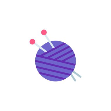 Dikiş iğneleri ve yün düz simge skein