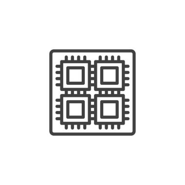 Donanım, yonga, işlemci çizgi simgesi