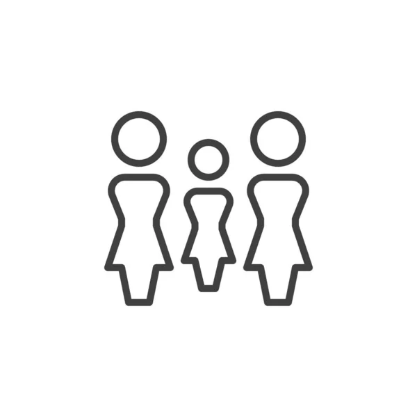 Três mulheres grupo ícone de linha — Vetor de Stock