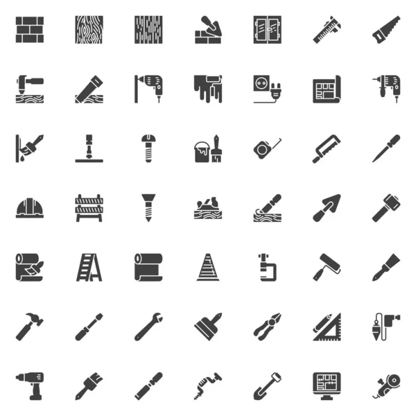 Construcción y reparación del hogar herramienta vector iconos conjunto — Vector de stock