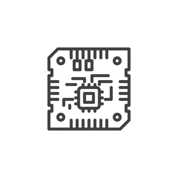 Icono de línea de CPU de placa base — Archivo Imágenes Vectoriales