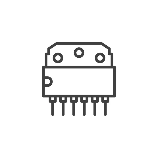 Icona linea chip del computer — Vettoriale Stock