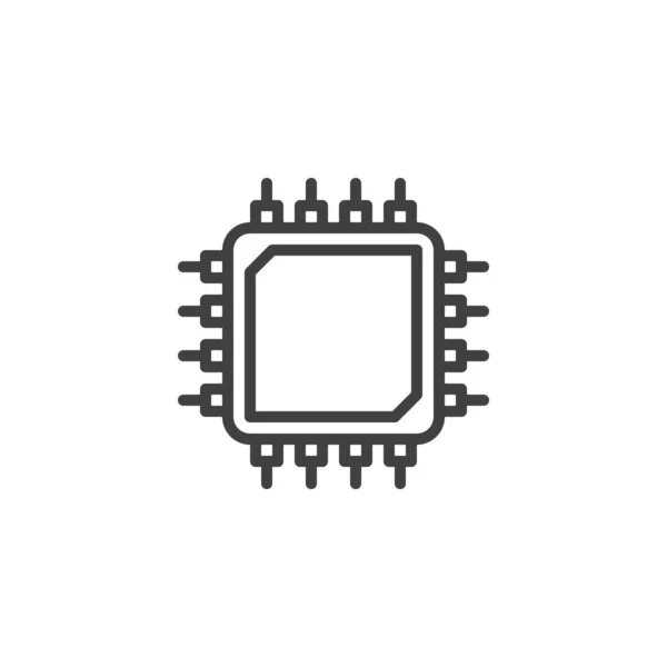 Mikroişlemci, Microchip satır simgesi — Stok Vektör