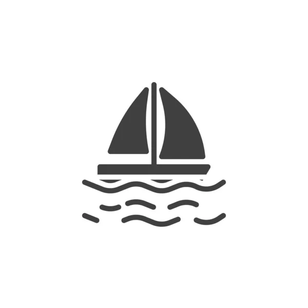 Sailing yacht on waves vector icon — Stock Vector