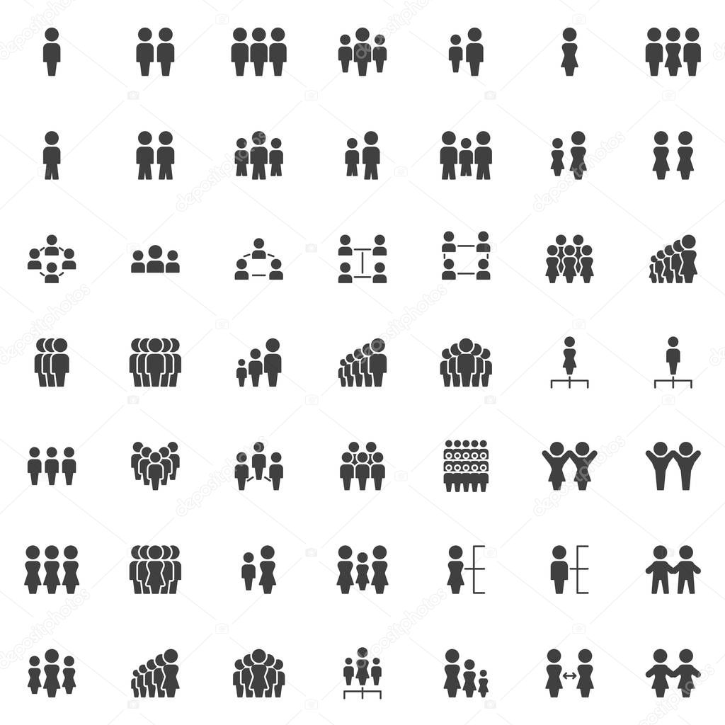 Team and crowd people vector icons set