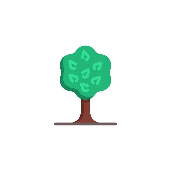 Arbre à feuilles icône plate — Image vectorielle