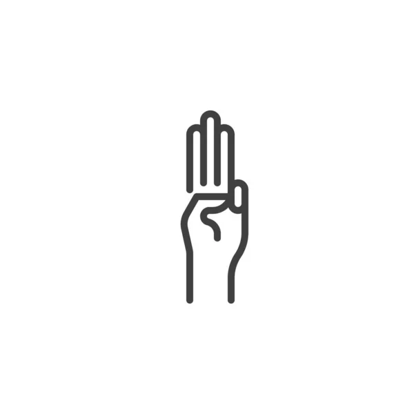 Three finger hand gesture line icon — Stock Vector