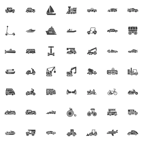 Conjunto de iconos vectoriales de transporte y transporte — Vector de stock