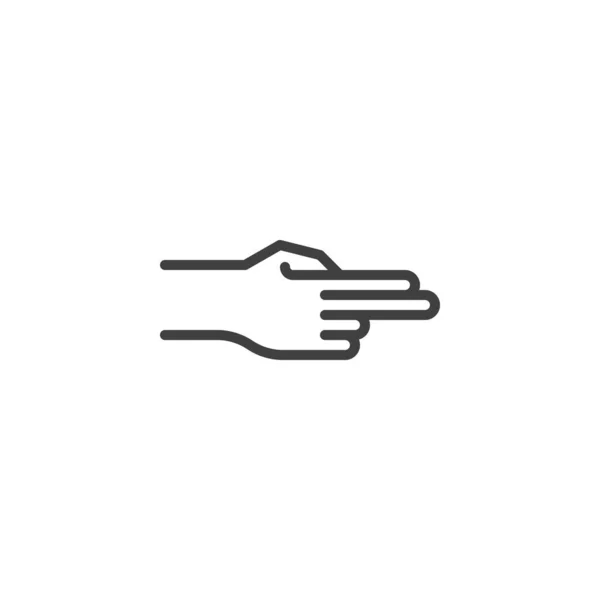 Hand pekar med två fingrar höger linje ikon — Stock vektor