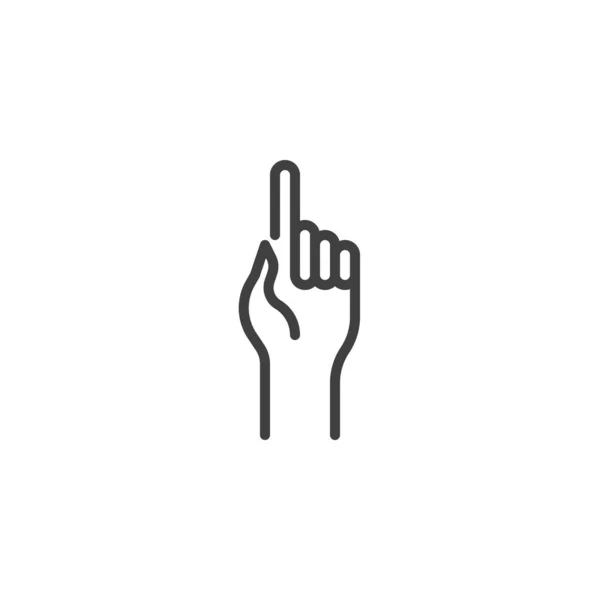 Ręka z jednym palcem skierowanym do góry ikona linii — Wektor stockowy