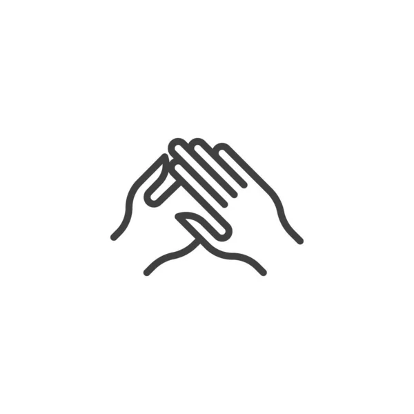 Applaudissements mains geste ligne icône — Image vectorielle