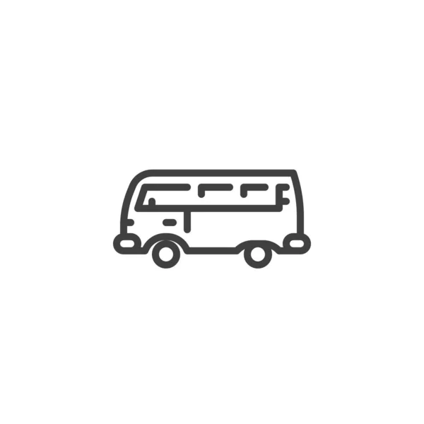 Retro Camper Van ícone de linha —  Vetores de Stock