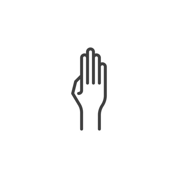 Menyambut ikon baris gestur tangan - Stok Vektor
